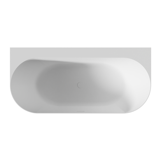 Balmani Scala Ovale halb freistehende Badewanne: 175 x 80 cm, Solid Surface, Weiß matt