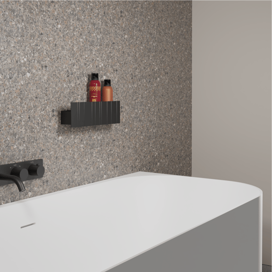 Balmani Uma wandplank mat zwart met groeven 35 x 8.5 cm