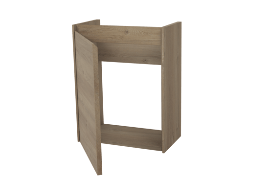 Storke Edge zwevend toiletmeubel 40 x 22 cm ruw eiken met Fina wastafel in mat quartz