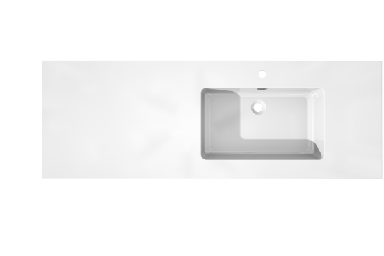 Storke Diva plan vasque asymétrique à droite marbre composite brillant 150 x 52 cm