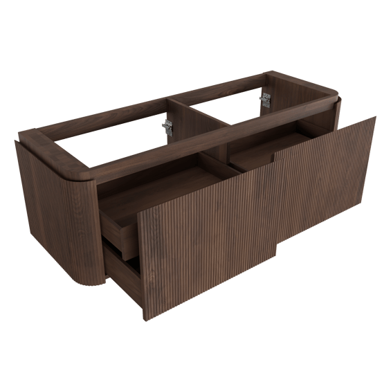 Balmani Moon meuble sous-lavabo suspendu 160 x 55 cm noyer Américain 2 tiroirs Nervure sym. vert.