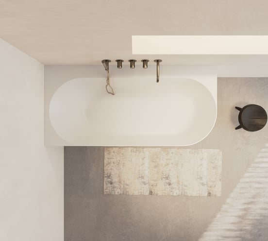 Balmani Scala tweepersoonsbad hoekbad links 175 x 80 cm Solid Surface mat wit