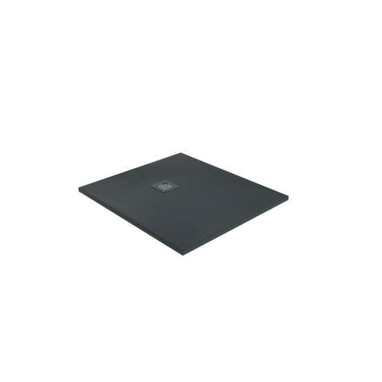 Balmani Vega douchebak 100 x 90 cm composietmarmer grafietgrijs leisteenstructuur