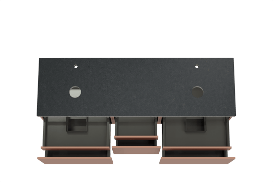 Balmani Sfera zwevend badkamermeubel 180 x 55 cm cotto met Rock dubbel tablet in graniet zwart