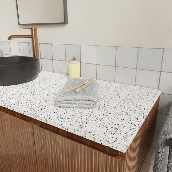 Storke Tavola enkel of dubbel tablet mat wit/zwart terrazzo 130 x 52 cm