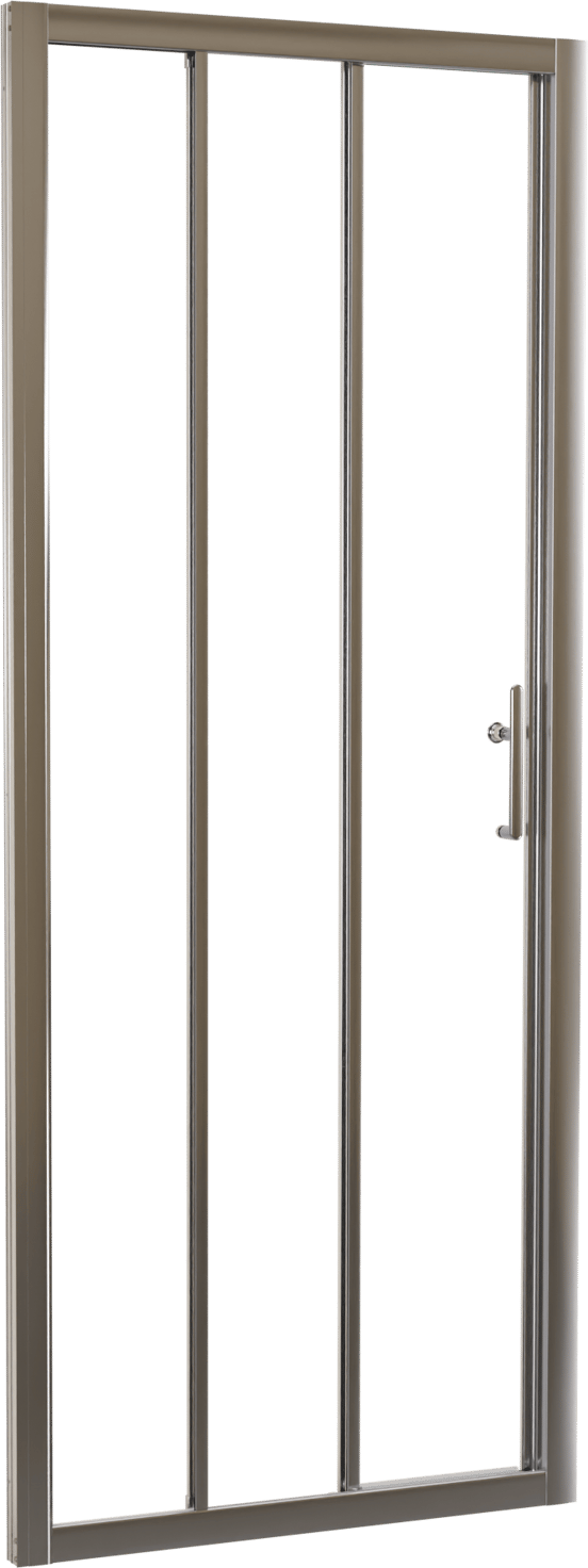 Linie Cadiz driedelige douche schuifdeur 80 cm x 190 cm Helder glas geborsteld chroom profiel