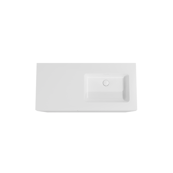 Storke Edge meuble salle de bains à poser 110 x 52 cm blanc brillant avec Mata plan vasque asymétrique à droite en solid surface blanc mat
