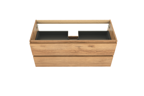 Balmani Lucida zwevende wastafelonderkast 120 x 55 cm teak 2 lades