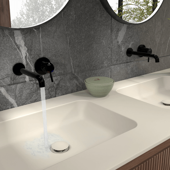 Blaufoss Round inbouw wastafelkraan Glanzend Zwart