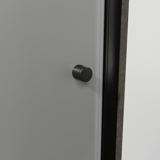 Luca Varess Kuresa douche draaideur 100 x 200 cm helder glas met matte strook mat zwart profiel