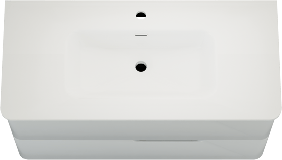 Linie Curvo zwevend badkamermeubel 100 x 46 cm glanzend wit met Baro Curvo enkele wastafel in porcelein glanzend wit