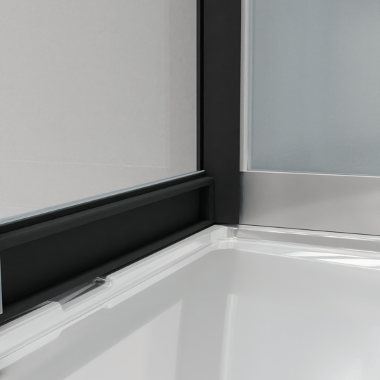 Luca Varess Talan kwartronde douchecabine met schuifdeuren 90 x 90 cm helder glas mat zwart profiel