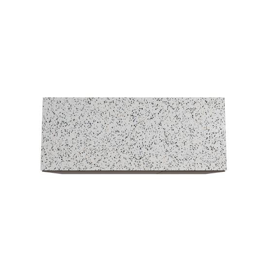 Storke Edge freistehendes Möbelstück Set: 130 x 52 cm, Nussbaum, mit Tavola Einzel- oder Doppel Waschtischplatte, Terrazzo in Weiß/Schwarz matt