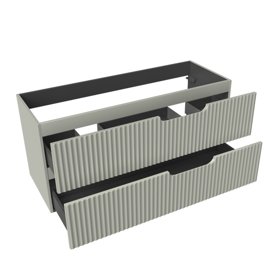 Linie Ribbo hängender Waschbeckenunterschrank: 120 x 46 cm, Greige, 2 Schubladen