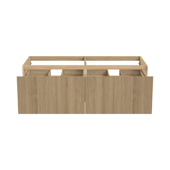 Balmani Fila hängender Waschbeckenunterschrank: 150 x 55 cm, Eiche Natur, Furnierholz, 2 Schubladen