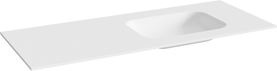 Balmani Tablo Arcato vasque asymétrique droite Solid Surface mat 135 x 55 cm, crépine incluse