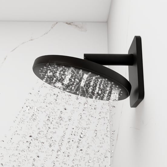 Blaufoss Onos 250 Duschkopf 25 cm, Wandmontage, mit Brausearm, Schwarz matt