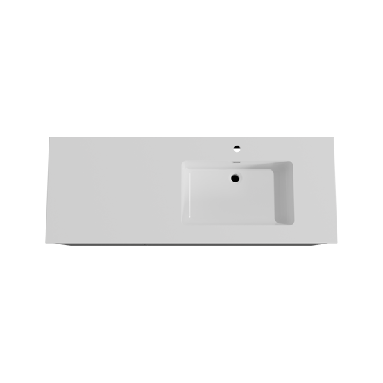 Storke Edge zwevend badmeubel 140 x 52 cm mat zwart met Diva asymmetrisch rechtse wastafel in composietmarmer hoogglans wit