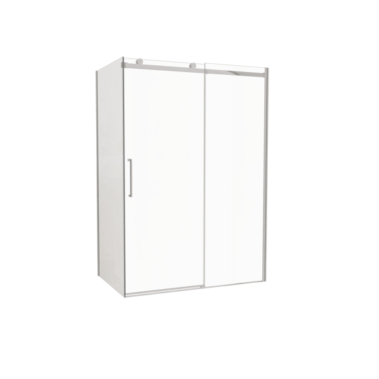 Luca Varess Boltano paroi de douche avec porte coulissante et paroi latérale fixe, 140 x 90 cm, verre transparent, profil chrome