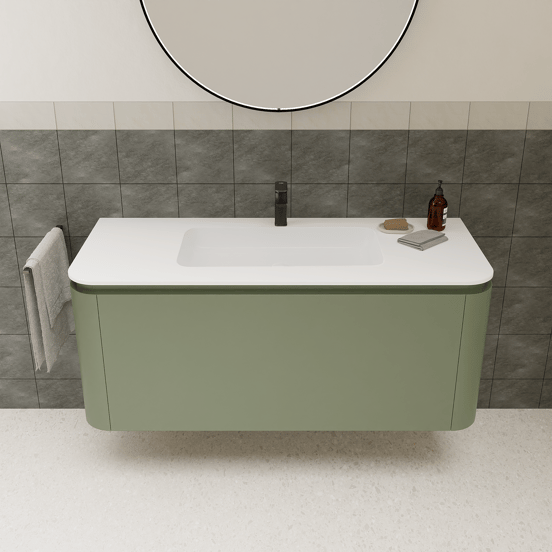 Balmani Moon Einzelwaschtisch matt weiße Solid Surface 130 x 55 cm