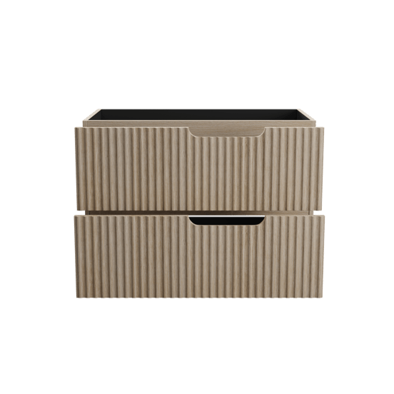 Linie Ribbo hängender Waschbeckenunterschrank: 80 x 46 cm, Eiche hell, 2 Schubladen