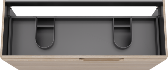 Linie Curvo hängender möbelstück Waschtischunterschränke 120 x 46 cm Eiche Hell 2 Schubladen