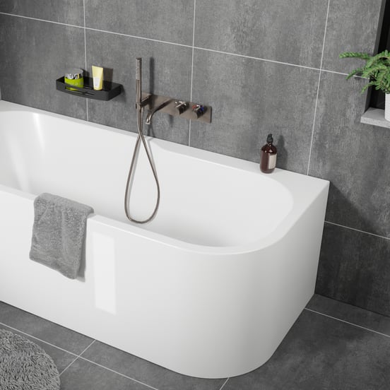 Blaufoss Round robinet de bain thermostatique encastré avec douchette Brushed GunMetal incl élément intégré