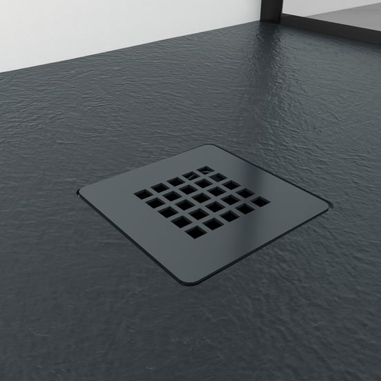 Balmani Vega douchebak 100 x 80 cm composietmarmer grafietgrijs leisteenstructuur