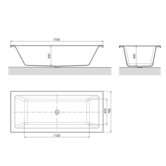 Luca Varess Sandrina baignoire encastrable double 170 x 75 cm acrylique Blanc Brillant