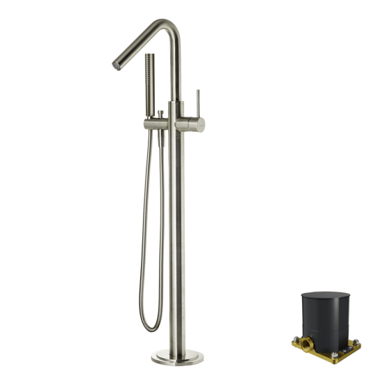 Blaufoss Round Move robinet de bain îlot avec douchette Brushed CoolMetal