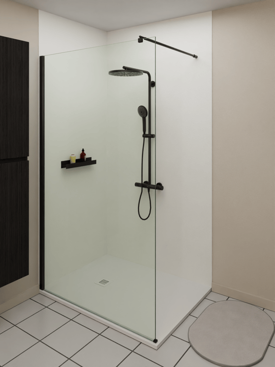 Luca Varess Zelda revêtement mural de douche 160 x 240 cm composite  blanc mat structure rock