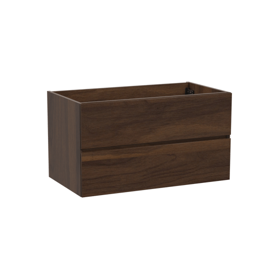 Storke Edge zwevende wastafelonderkast 95 x 52 cm notenhout 2 lades