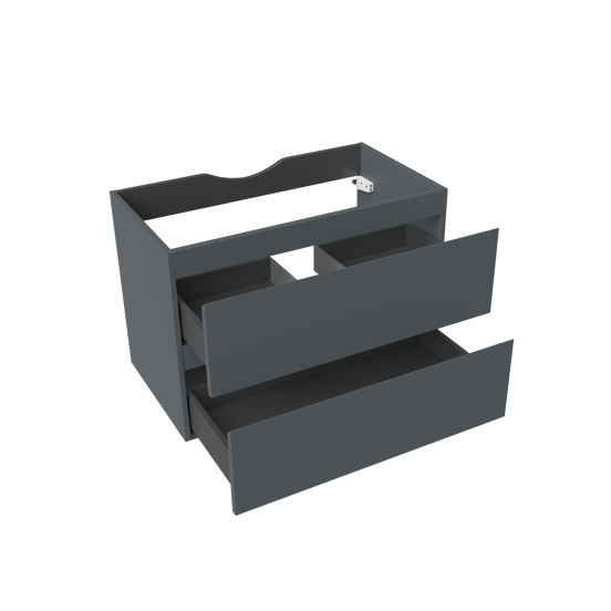 Linie Lado meuble sous-lavabo suspendu 80 x 46 cm bleu anthracite 2 tiroirs