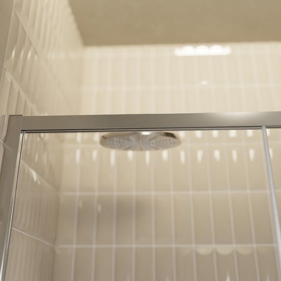 Balmani Senses Design porte coulissante réversible 160 cm x 210 cm verre transparent, Profil chrome, coating inclus