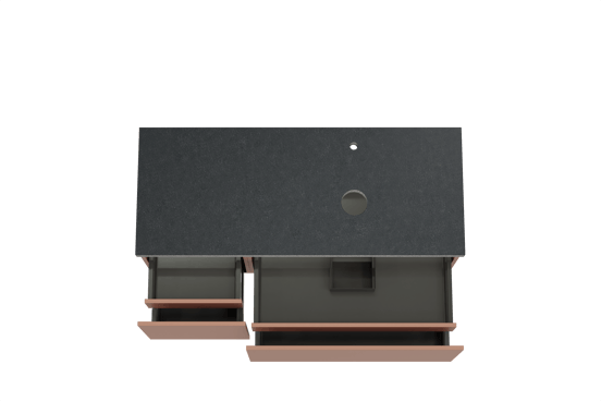 Balmani Sfera hängendes Möbelstück Set: 135 x 55 cm, Cotto, mit Rock Waschtisch rechts, Schwarzes Granit