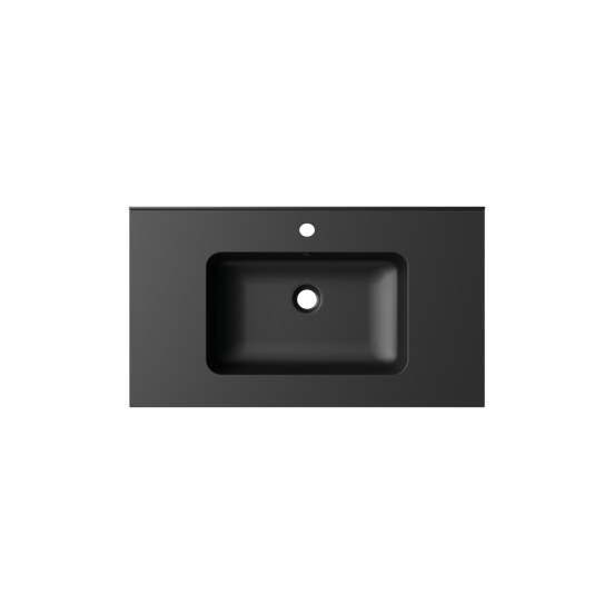 Linie Vano Einzelwaschtisch Matt Schwarzer Verbundmarmor 80 x 46 cm