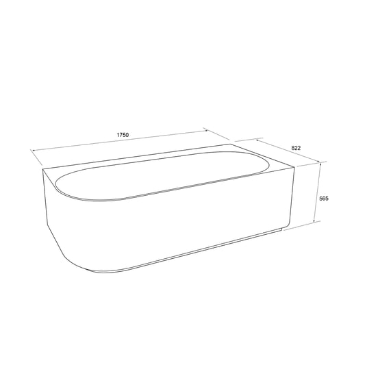 Balmani Scala tweepersoonsbad hoekbad rechts 175 x 80 cm Solid Surface mat wit