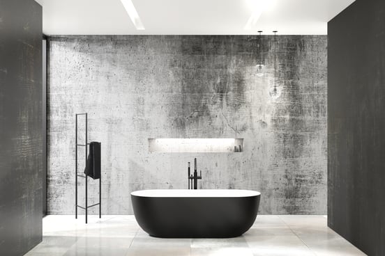 Luca Varess Mercuria Ovale Freistehende Badewanne: 170 x 76 cm, Acryl, Schwarz matt