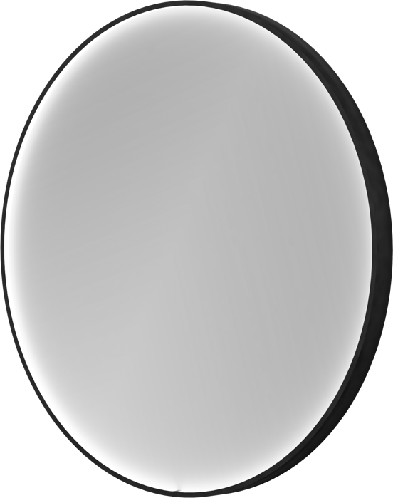 Balmani Secret Black rond badkamerspiegel zwart Ø 80 cm met spiegelverlichting en anti-damp