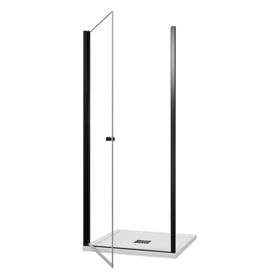 Luca Varess Kuresa douche draaideur 90 x 200 cm helder glas mat zwart profiel