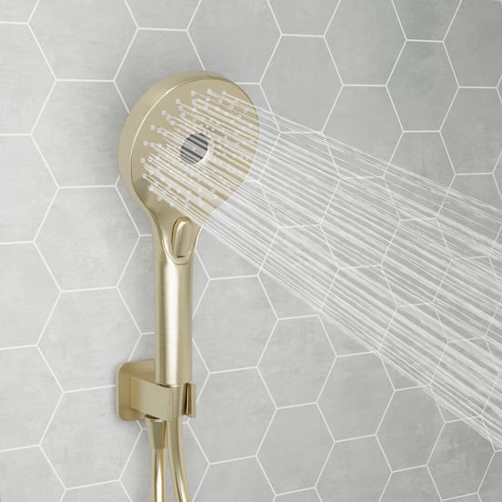 Blaufoss Onos Handbrause-Set: inkl. Wandanschlussbogen: 3jet, Brushed Champagne Gold