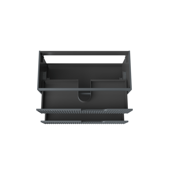 Linie Ribbo hängender Waschbeckenunterschrank: 100 x 46 cm, Blau Anthrazit, 2 Schubladen