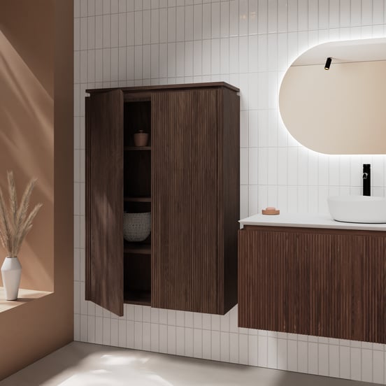 Balmani Eclips Ribs colonne salle de bains suspendue Noyer américain 90 x 32 x 130 cm Nervure sym. vert.