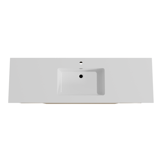 Storke Edge zwevend badmeubel 165 x 52 cm ruw eiken met Diva enkele wastafel in composietmarmer hoogglans wit