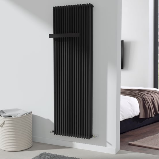 Vipera Corrason radiateur de salle de bains double 60 x 180 cm chauffage central noir mat raccordements latéral et central possibles 3.081W