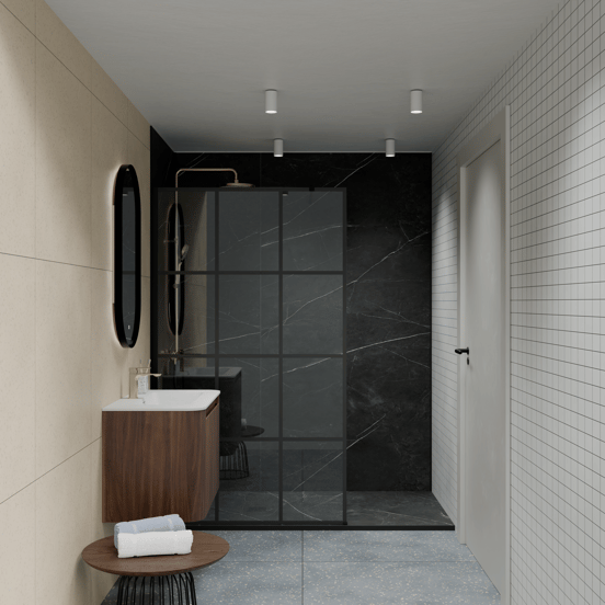Luca Varess Suite receveur de douche 180 x 90 cm marbre composite Marble Dark 