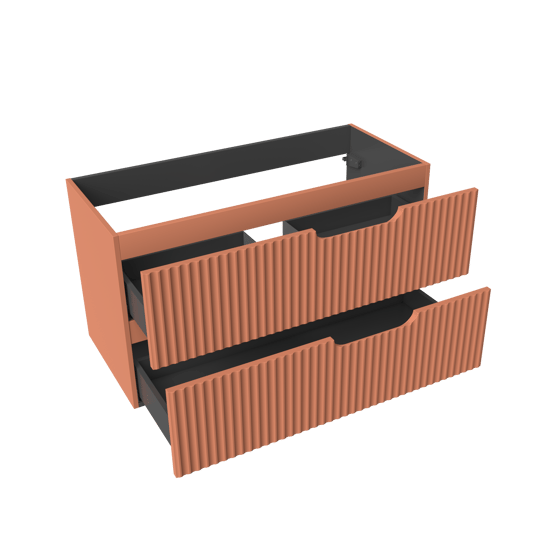 Linie Ribbo hängender Waschbeckenunterschrank: 100 x 46 cm, Cotto, 2 Schubladen