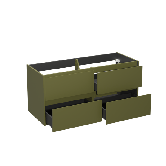 Storke Seda hängender Waschbeckenunterschrank: 130 x 52 cm, Olivgrün, 4 Schubladen