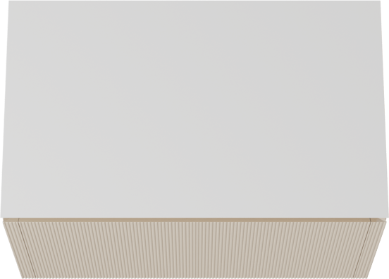 Balmani Eclips zwevend badkamermeubel 90 x 55 cm Sandbeige met Eclips enkel tablet in Solid Surface mat wit, Verticale symmetrische rechte ribbel