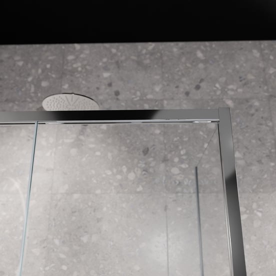 Balmani Senses Design douchecabine met linkse schuifdeur en vaste zijwand, 120 x 90 cm, Helder glas, Hoogglans chroom profielen, met coating